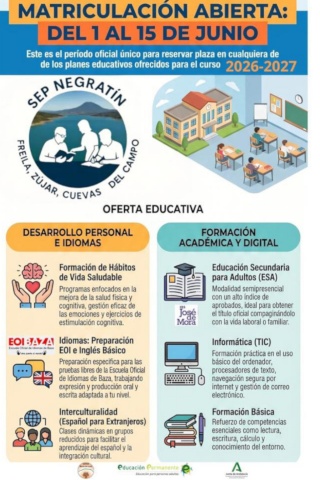 Abierto el plazo de matriculación en el SEP Negratín