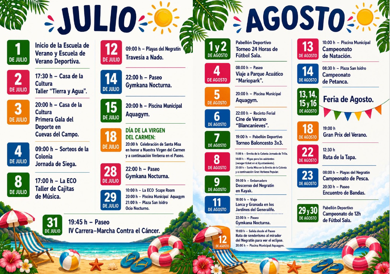 Programa de Actividades de Verano 2026 de Cuevas del Campo