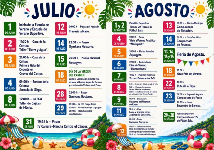 Programa de Actividades de Verano 2026 de Cuevas del Campo